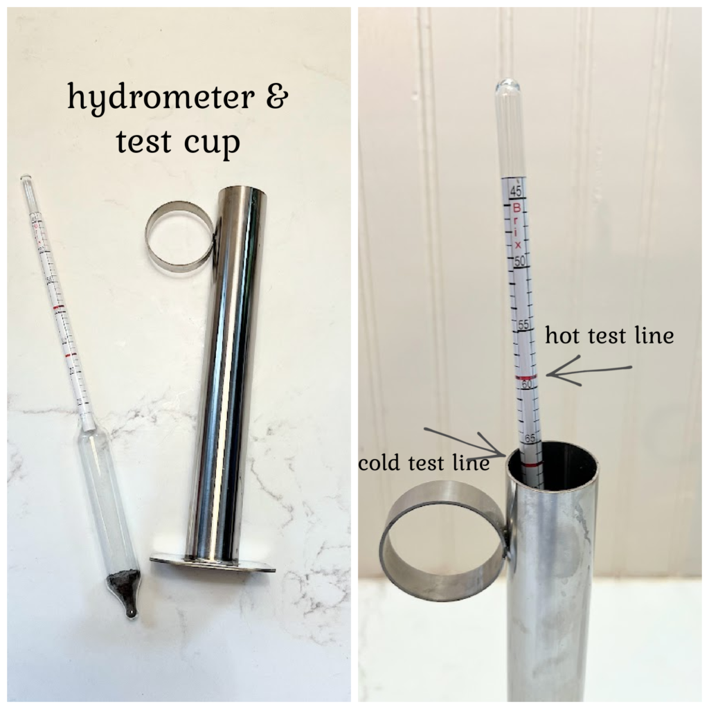 making maple syrup - using a hydrometer